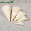 Japanese and Korean creative wooden ice cream cone coffee shop, disposable snack packaging, wooden veneer egg roll container, ice cream packaging Specification image